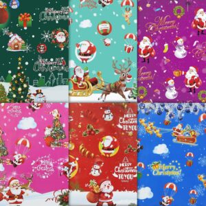 Geluode Christmas Wrapping Paper, Gift Wrapping Papers With Ribbon, Santa Snowman Christmas Tree Snowflake Merry Christmas Wrapping Paper for Family Friends Kids lovers Christmas Holidays