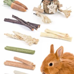 Bissap Bunny Chew Toys, Natural Seagrass Hanging Basket Chews Water Plant Woven Chinchillas Chewing Treats for Rabbits Guinea Pigs Chinchillas Hamsters Rats and Other Small Pets Teeth Grinding Toy