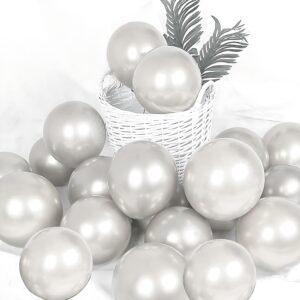xiksxitn metallic silver balloons small mini metallic balloons helium balloons for party decorative, pack of 100