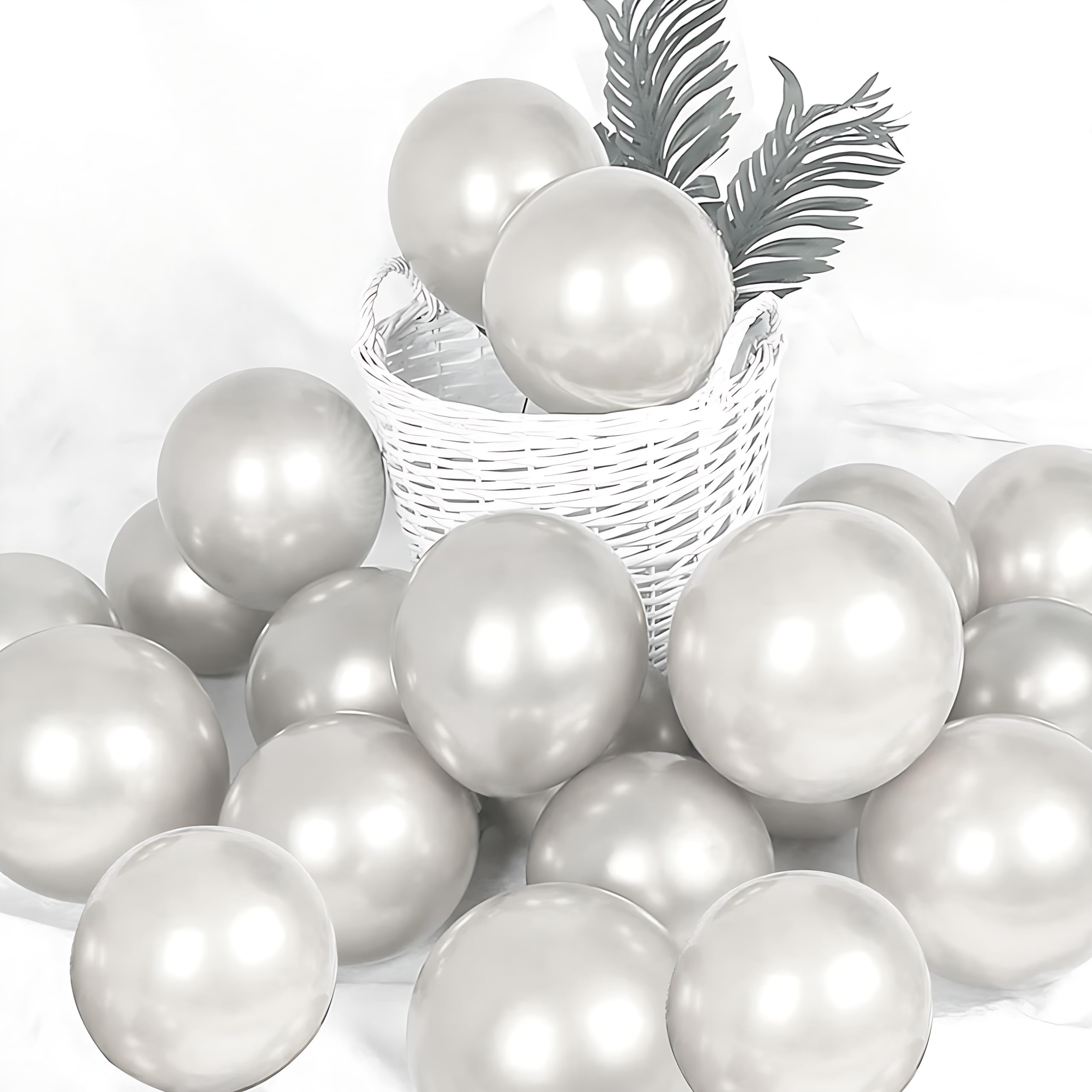 XIKSXITN Metallic Silver Balloons Small Mini Metallic Balloons Helium Balloons for Party Decorative, Pack of 100