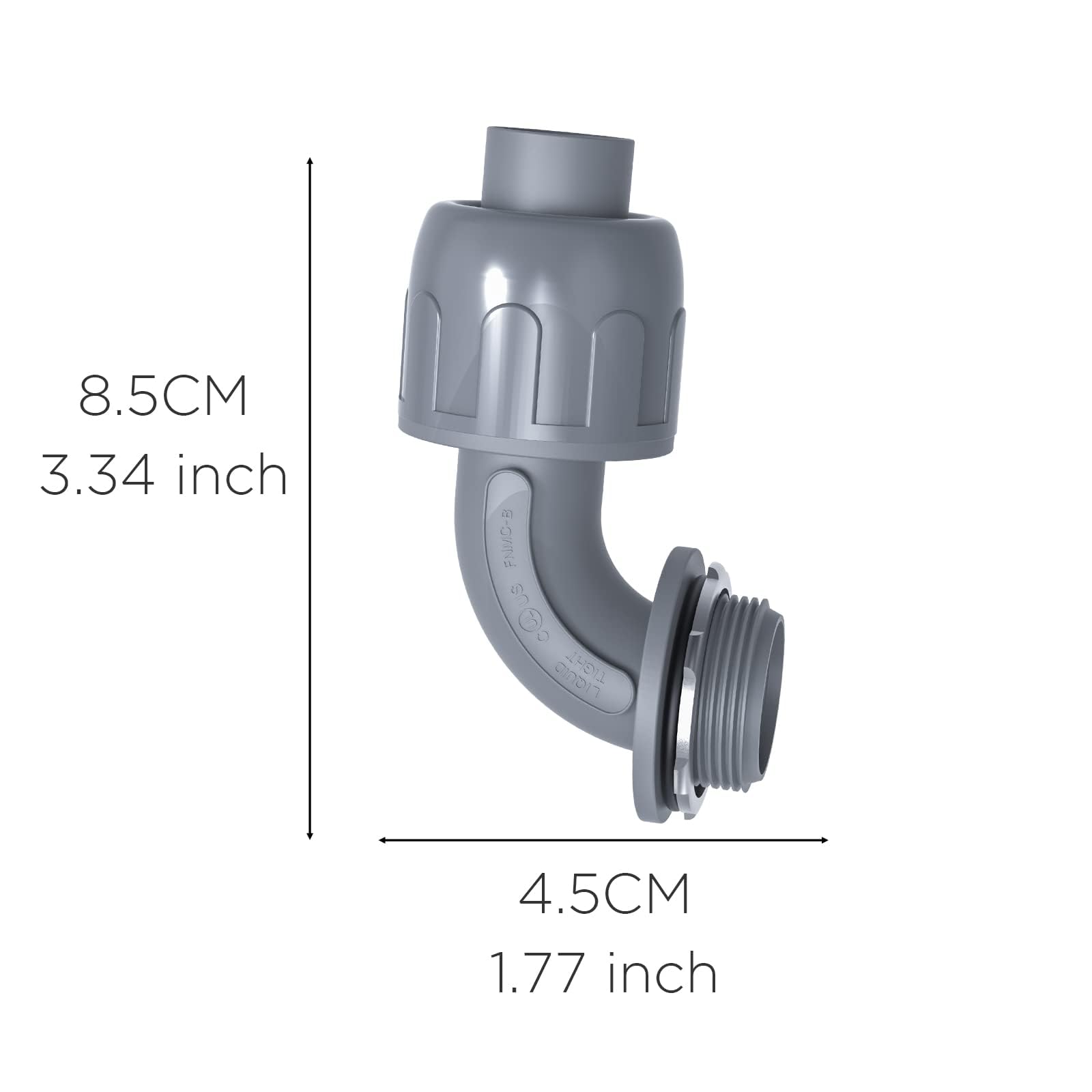 1/2-Inch Liquid Tight Connector 90-Degree, for PVC Electrical Flexible Conduit Fittings NPT Non-Metallic Connectors, for Home Outdoor Tubes Tools, UL Listed, Grey, 140-Pack