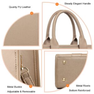 COCIFER The Tote Bag Crossbody Purses for Women Shoulder Bag Handbags PU Leather Top Handle Bags with zipper (Khaki)