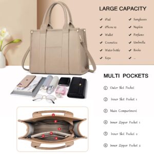 COCIFER The Tote Bag Crossbody Purses for Women Shoulder Bag Handbags PU Leather Top Handle Bags with zipper (Khaki)