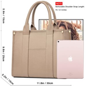 COCIFER The Tote Bag Crossbody Purses for Women Shoulder Bag Handbags PU Leather Top Handle Bags with zipper (Khaki)