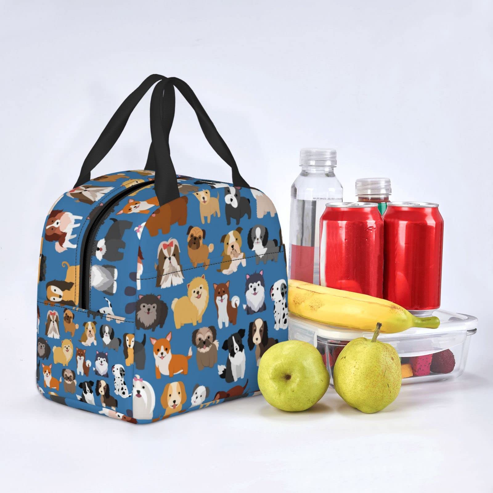 VOOHDDY Cute Dog Puppy Insulated Lunch Bag For Men Women Reusable Lunch Box Container Waterproof Portable Cooler Thermal Tote Bag For Work Office Picnic Beach Travel