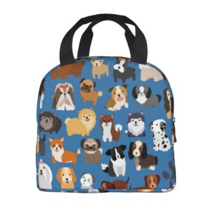 VOOHDDY Cute Dog Puppy Insulated Lunch Bag For Men Women Reusable Lunch Box Container Waterproof Portable Cooler Thermal Tote Bag For Work Office Picnic Beach Travel