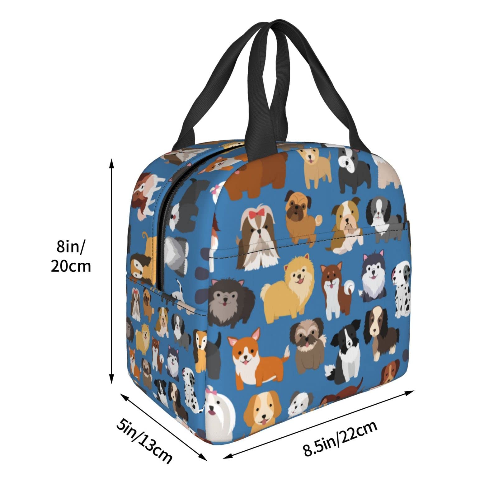 VOOHDDY Cute Dog Puppy Insulated Lunch Bag For Men Women Reusable Lunch Box Container Waterproof Portable Cooler Thermal Tote Bag For Work Office Picnic Beach Travel