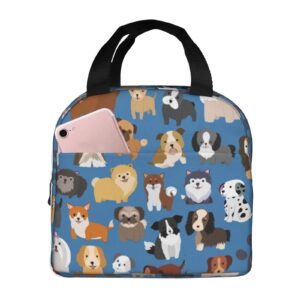 VOOHDDY Cute Dog Puppy Insulated Lunch Bag For Men Women Reusable Lunch Box Container Waterproof Portable Cooler Thermal Tote Bag For Work Office Picnic Beach Travel