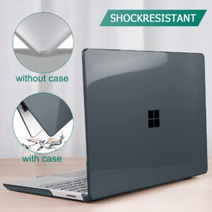 Mektron Designed 15" Microsoft Surface Laptop 3/4/5 Case 2019/2021/2022 Models:1872/1873/1953/1979 Laptop Cover,Plastic Hard Shell with Screen Protector + Keyboard Cover + Dust Plugs,Crystal Black