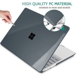 Mektron Designed 15" Microsoft Surface Laptop 3/4/5 Case 2019/2021/2022 Models:1872/1873/1953/1979 Laptop Cover,Plastic Hard Shell with Screen Protector + Keyboard Cover + Dust Plugs,Crystal Black