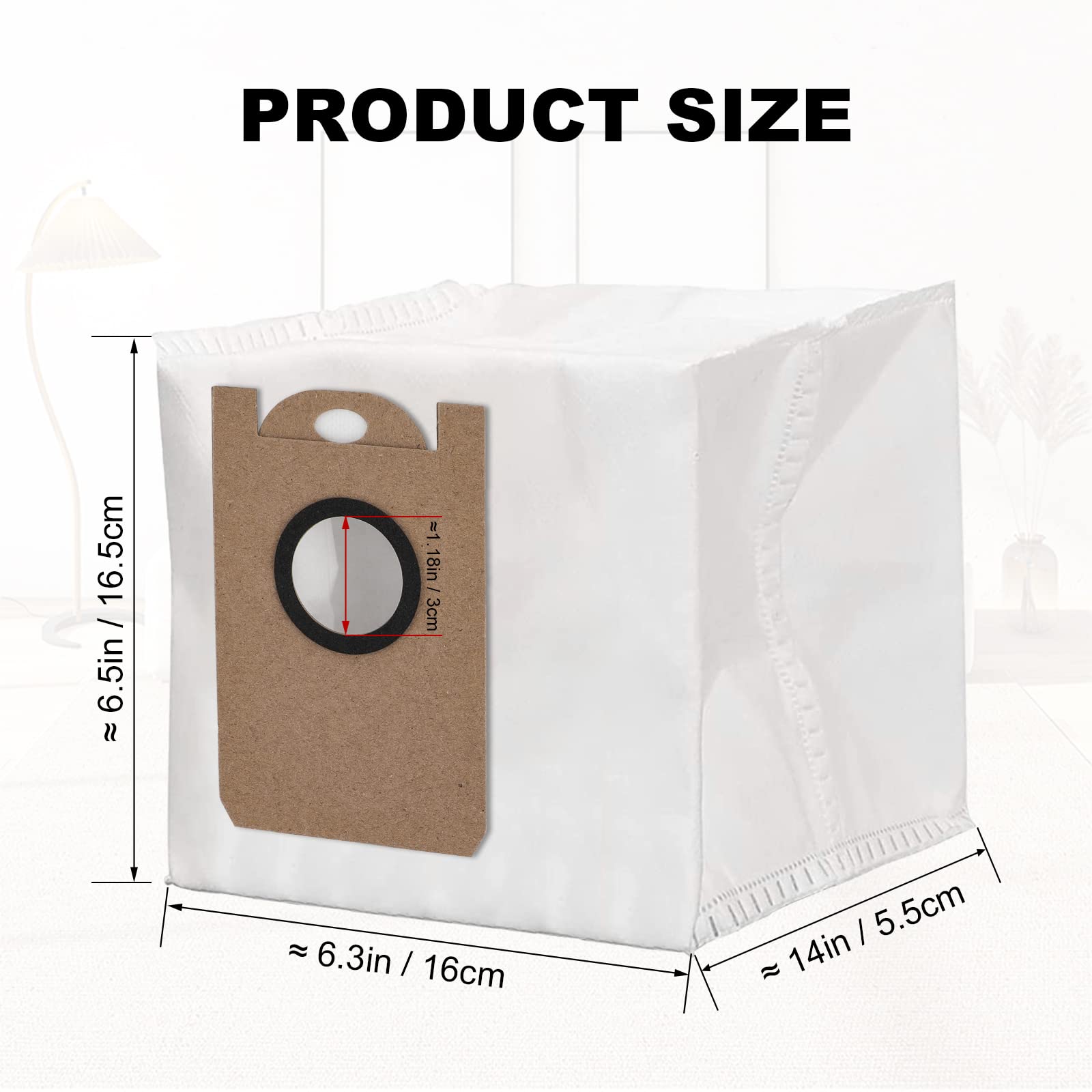 Dust Bag for iHome Nova Vacuum Bags for Kyvol Cybovac S31 for Uoni V980 Plus Q6 for M7 Pro M8 Max,for For Neabot NoMo N1+, N1 Plus,N2 Robot Cleaner Accessories 2.5L Large Capacity Disposable-6 Pack