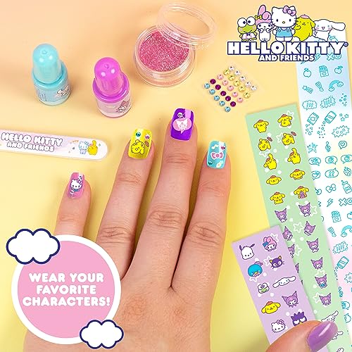 Hello Kitty and Friends Sparkling Nail Art Kit, DIY Hello Kitty Nails, Kids Nail Polish Set for Girls, Kids Makeup Set & Toy for Girls Age 6+, Hello Kitty and Friends Nail Stickers