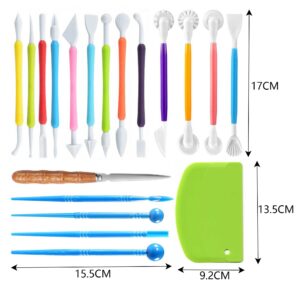 Langqun Air Dry Clay Sculpting Tools, Modeling Shaping Embossing for Kids and Adults,Polymer Clay Tools,Pottery Tools Kit 19Pcs