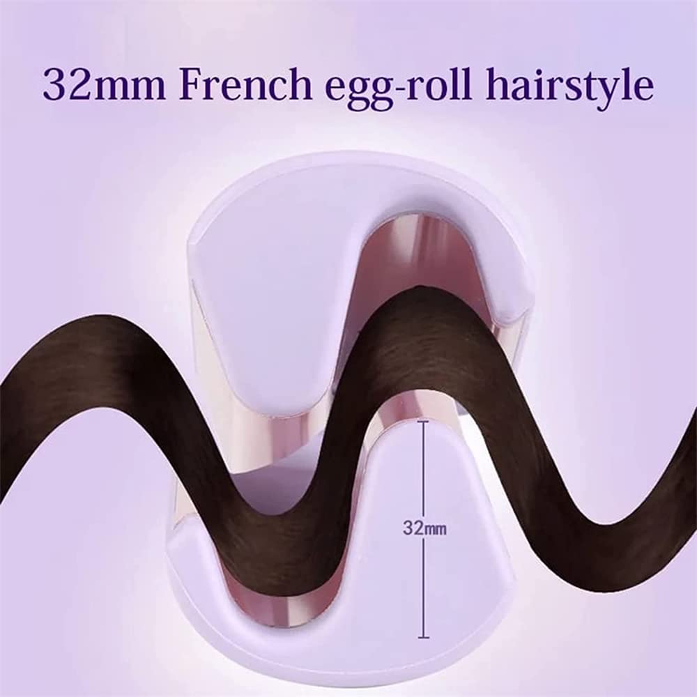 Rommantic French Egg Roll Curling Iron ，Water Ripple V-Shaped Ionic Hair Curling Iron Styling Tools，Hair Curler Crimper Styling Tools & Appliances with Multifunctions (Pink)