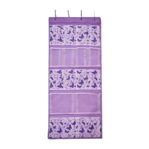 over the door storage organizers,behind door hanging holder shelf to store shoes,socks,hat,underwear,doll,toddler nappy,hair accessories,kids outfit in bathroom,nursery,utility room,entryway,purple