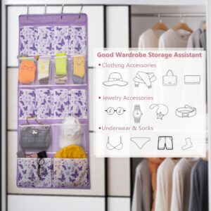 Over the Door Storage Organizers,Behind Door Hanging Holder Shelf to Store Shoes,Socks,Hat,Underwear,Doll,Toddler Nappy,Hair Accessories,Kids outfit in Bathroom,Nursery,Utility Room,Entryway,Purple