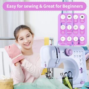 HJWTCQL Mini Sewing Machine for Beginners,Kids Sewing Machines,Small Sewing Machines with 12 Built-in Stitches and Reverse Sewing,Portable Sewing Machine for Kids, Suitable For Family Daily