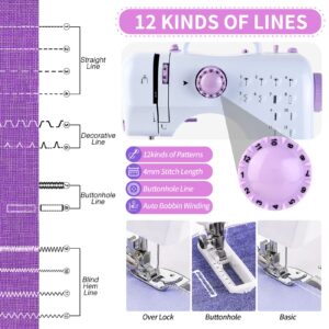 HJWTCQL Mini Sewing Machine for Beginners,Kids Sewing Machines,Small Sewing Machines with 12 Built-in Stitches and Reverse Sewing,Portable Sewing Machine for Kids, Suitable For Family Daily