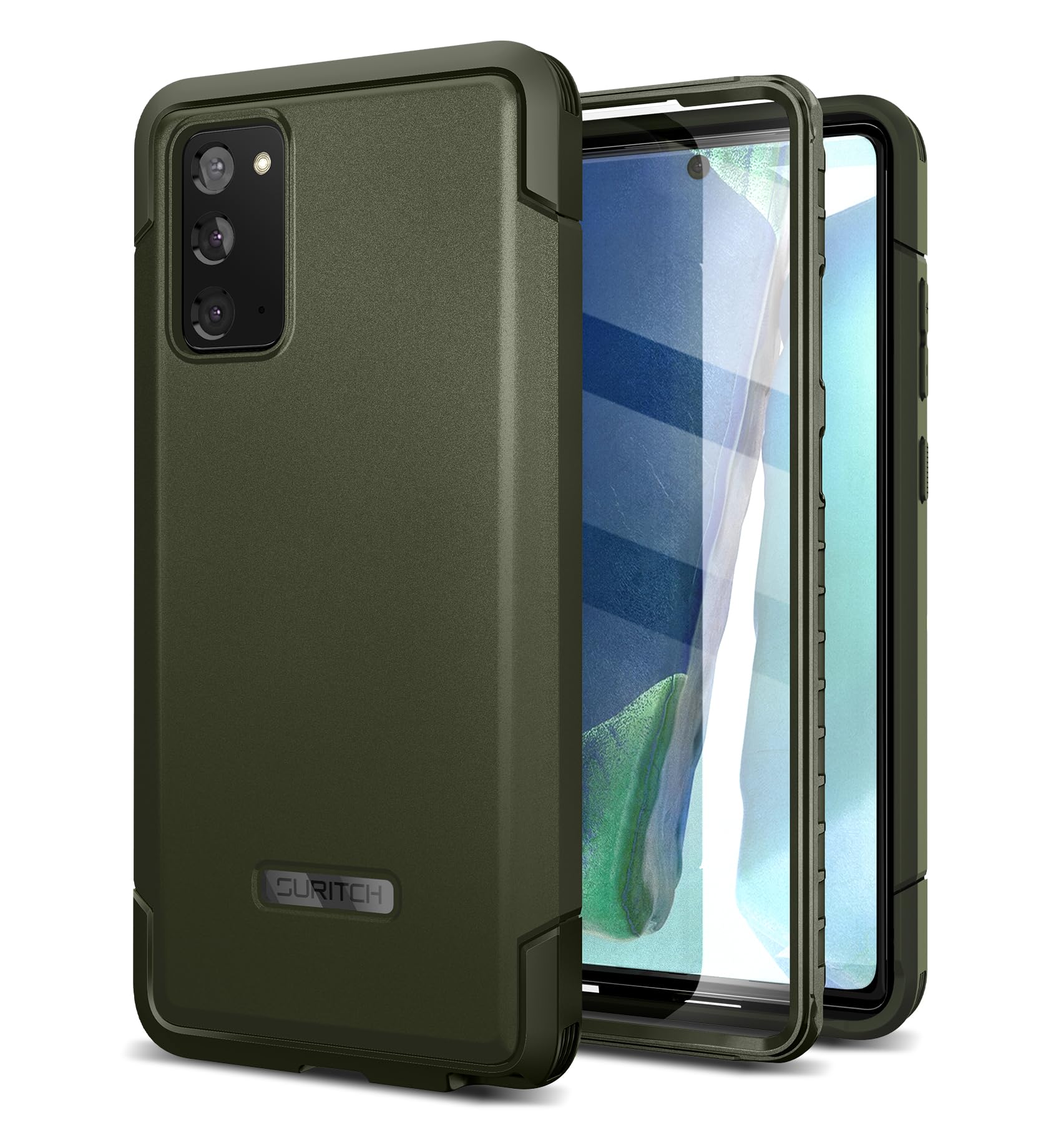 SURITCH for Samsung Galaxy Note 20 Case (Only) 6.7-inch, [2 Front Frames][Built-in Screen Protector] Full Body Protective Rugged Heavy Duty Shockproof Phone Cover -(Green)