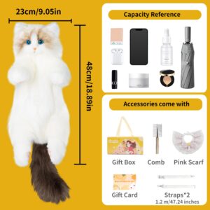 Chongker Stuffed Animals Backpack - Cute Cat plush Backpack, Handcrafted Realistic Cat Shaped Backpack for Women,Girls,Adults,Kids,Idea for Birthdays,Anniversaries,Ordinary days, Large Ragdoll Bag