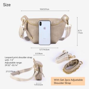 Fanny Packs for Women Cross Body Leather Belt Bag Sling Bag for Women Crossbody Purse Fashion waist packs with Two Strap