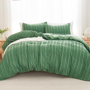 Andency Duvet Cover Full, Full Size Duvet Cover Set, Boho Full Bedding Set for All Seasons, 3 Pieces Tufted Shabby Chic Bedding Duvet Covers with Zipper Closure (Green, Full, 70x90 inches)