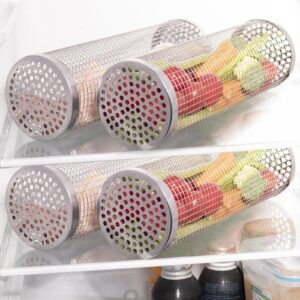 BLOOPIC BBQ Grilling Basket Grilling Accessories Camping Essentials Stainless Steel Wire Mesh Cylinder Outdoor Camping Picnic Round Rack Cookware Tool Cooking Large 1PCS (12.24 X 3.78 X 3.74 inch)