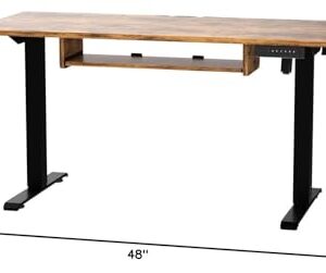 Marsail Standing Desk Adjustable Height with Extra Large Keyboard Tray, Electic Adjustable Desk with 4 Memory Presets Cable Management 2 Storage Hooks, Sit Stand Up Desk for Home Office, 48Inch,Rustic