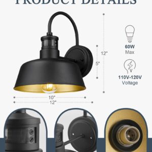 Seovix Motion Sensor Outdoor Barn Lights, Dusk to Dawn Outdoor Wall Light Fixtures with E26 Base Socket, IP65 Waterproof Exterior porch light for Garage, Entrance, Doorway, Entryways, HS2213-1