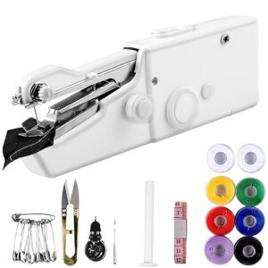 vaks handheld sewing machine, mini portable electric sewing machine for quick stitching, clothes, fabrics and diy handicrafts, easy to use (white)