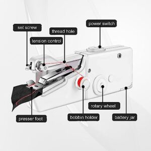 VAKS Handheld Sewing Machine, Mini Portable Electric Sewing Machine for Quick Stitching, Clothes, Fabrics and DIY Handicrafts, Easy to use (White)