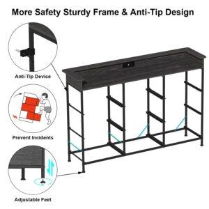 EXOTICA Black Dresser with Charging Station 9 Drawers Dresser with LED Light and USB Ports Fabric Dresser for Bedroom Hallway Entryway Closets Sturdy Steel Frame Wood Top