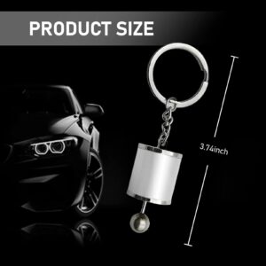 gunhunt 1 PC Car Shifter Keyring, 6 Speed Gear Key Clip, Universal Polished Metal Collectible Key Chain Creative Model (Silver)