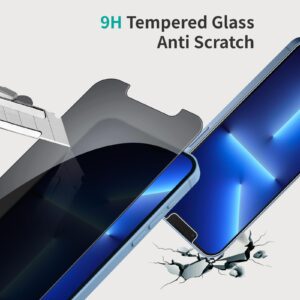 QUESPLE [2 Pack] Anti Spy Privacy Screen Protector for iPhone 13 Pro Max (6.7 ''), True 28° Anti Peeping-[Easy Installation Frame] Privacy Tempered Glass Film