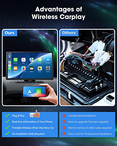 9-Inch Wireless Car Stereo with Carplay, Backup Camera, GPS Navigation, Android Auto - by LAMTTO