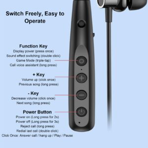 CHUYI Wireless Bluetooth 5.3 Neckband Headphone, Hanging Neck Magnetic Attraction Headset with LED Power Display, Foldable Silicone Collar Sports Earphone with Type C Port, 100Hrs Playtime (Black)