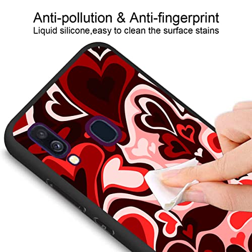 zaztify Phone Case for Samsung Galaxy A40, Lovely Irregular Red Black Love Heart Lovecore Aesthetic Cute Shockproof Protective Anti-Slip Thin Soft Cover Shell