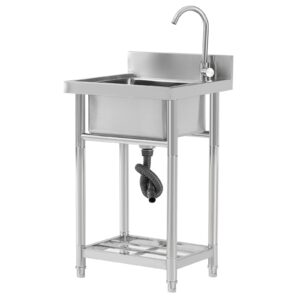 KUARBARR Stainless Steel Utility Sink Free Standing Single Bowl Set Prep Sink Station for Restaurant Kitchens Laundry Room Bathroom Farmhouse 22 Inches