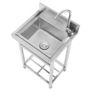 KUARBARR Stainless Steel Utility Sink Free Standing Single Bowl Set Prep Sink Station for Restaurant Kitchens Laundry Room Bathroom Farmhouse 22 Inches