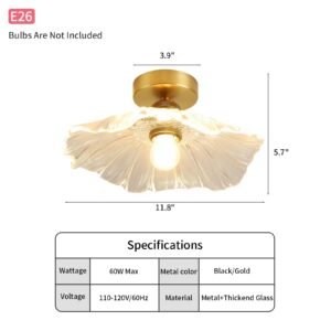 BAVGARI Semi Flush Mount Ceiling Light Fixture,Gold Ceiling Light,flushmount Ceiling Light,Bathroom Ceiling Light,Flush Ceiling Light for Hallway Entryway Bathroom Foyer Kitchen Bedroom Dining Room