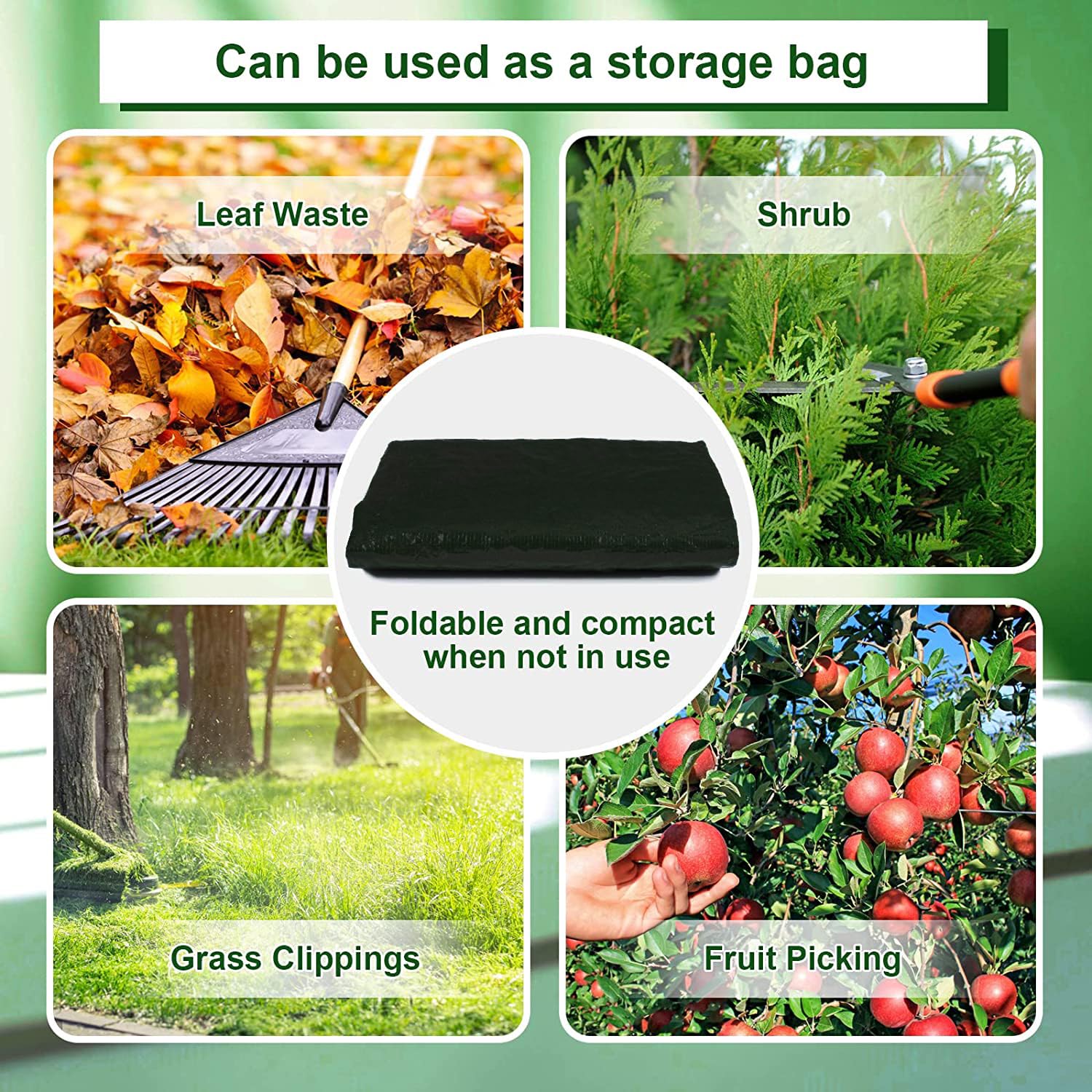 34 Gallon Garden Compost Bin Bag, Reusable Organic Fertilizer Fermented Bag with Lid,Collapsible Leaf Lawn Bags Gardening Container (Black)