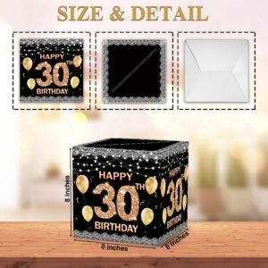 Ymyfdyj 30th Birthday Card Box, Black Gold Card Box Holder for Birthday, Birthday Gift or Money Receiving Card Box, Birthday Party Decorations Supplies(1pc)- C05