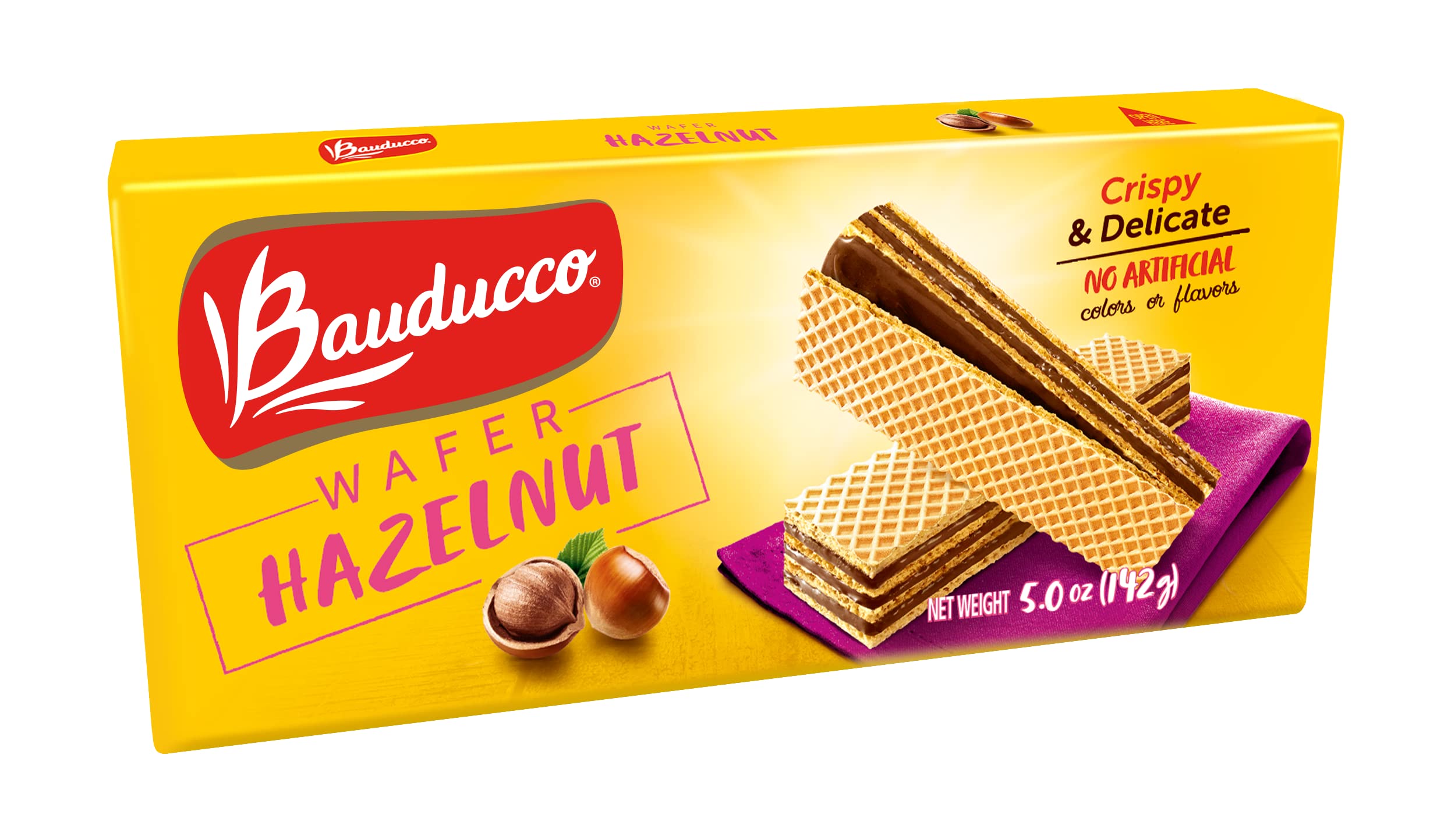 Bauducco Hazelnut Wafers - Crispy Wafer Cookies With 3 Delicious, Indulgent Decadent Layers of Hazelnut Flavored Cream - Delicious Sweet Snack or Desert - 5.0 oz (Pack of 1)