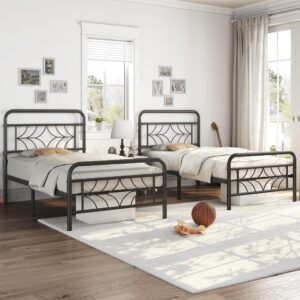 Topeakmart Twin Bed Frames Metal Platform Bed with Sparkling Star-Inspired Design Headboard and Footboard/13 Inch Underbed Storage/No Box Spring Needed/Sturdy Slat Support, Black Twin Bed