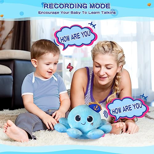 Baby Infant Crawling Walking Toys,MOJINO Tummy Time Plush Octopus Toy Gifts 3 4 5 6 7 8 11 12 Babies Walker Boy Girl 3-6 6-12 Learning 9-12 12-18 Toddler 36 Months Old Music Development Birthday Gift