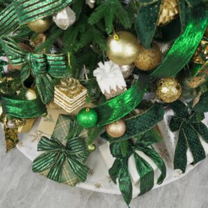 HUIHUANG Green Velvet Christmas Ribbons - Wired for Trees, Wreaths, Garlands, Bows - 2-1/2" x 6 Rolls, 36 Yds Total