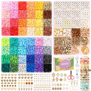 quefe 48 colors 11160pcs bohemian clay beads bracelet making kit for jewelry making, polymer clay beads for boho bracelet necklace earrings making, craft and gifts