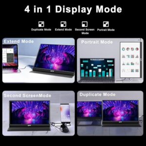 Newest Portable Monitor 16.1" 1920 FHD 2024 HDR 178° PC Screen,Second External Gaming Monitor FreeSync IPS USB-C HDMI Dual Speakers Smart Cover for | Laptop | PC | Phone | Mac | PS4/5 Switch