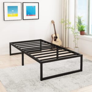 Lutown-Teen 16 Inch Twin XL Bed Frames Heavy Duty Sturdy Metal Platform Bed Frame No Box Spring Needed, Noise Free, Easy Assembly, Black