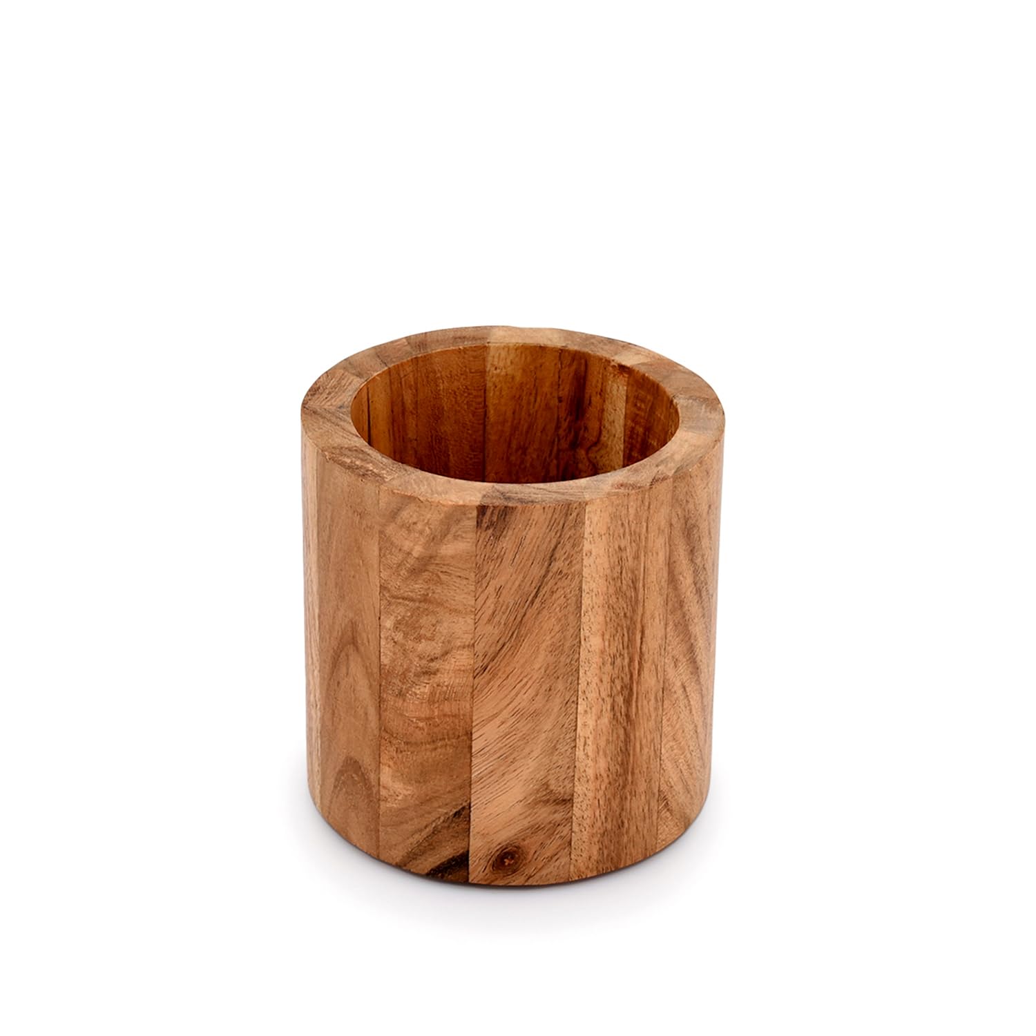 NIRMAN Acacia Wood Pencil/Pen Holder for desk, Round Desktop Organizer for Desk Multi Purpose Use for Home School Office Supplies (4" x 4" x 4")